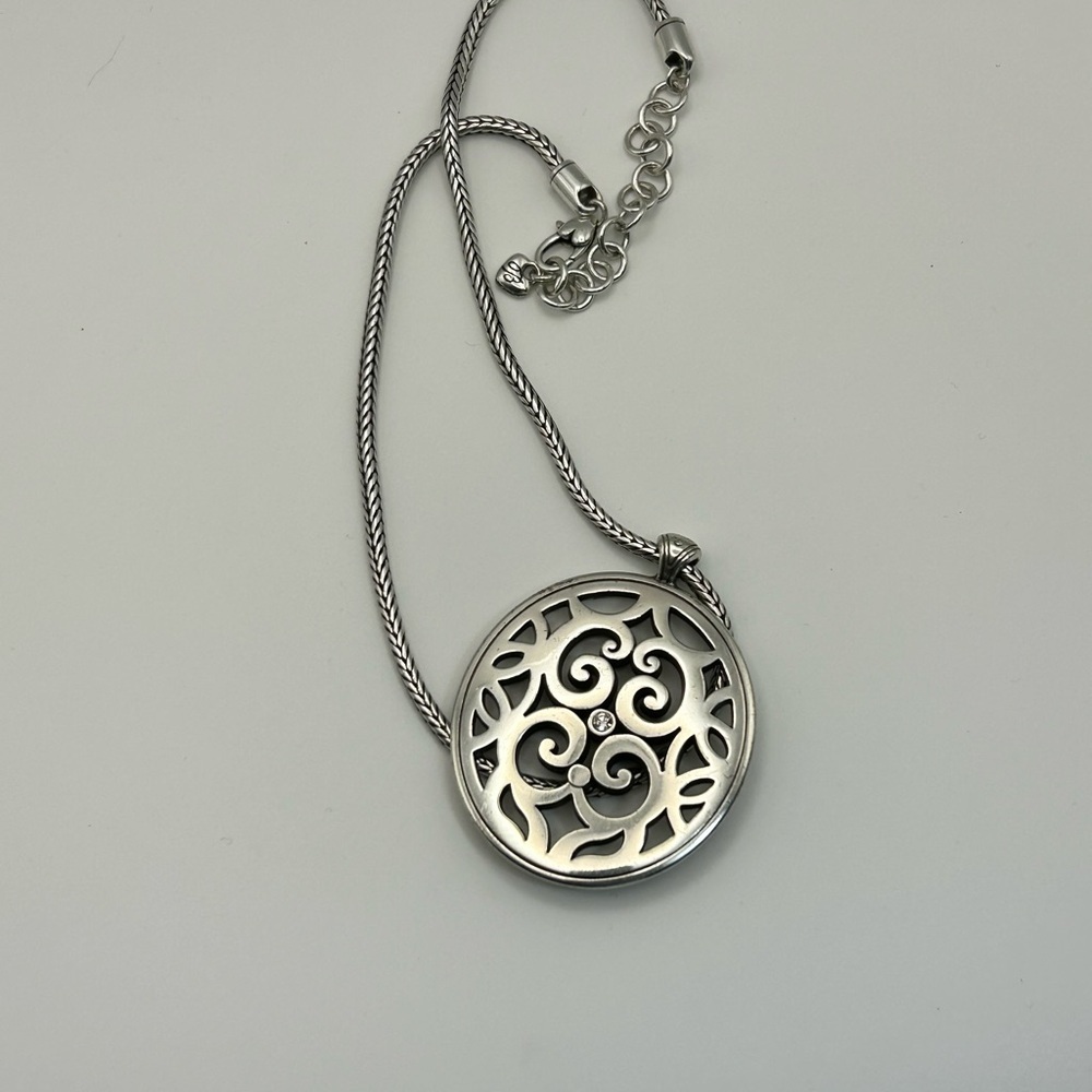 Brighton Destino Necklace 17" Silver Plated Crystal Adjustable Chunky Chain - Picture 13 of 15